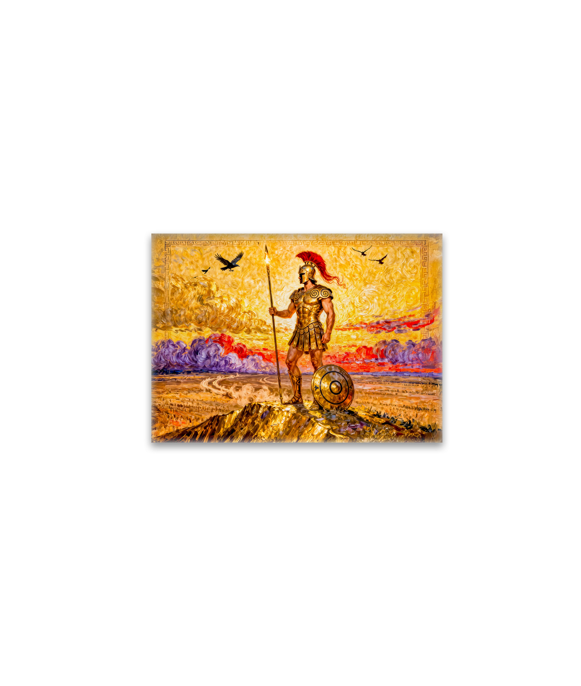 raxxa Glas-Magnet: Ares in Armor Standing on Mountain with Spear
