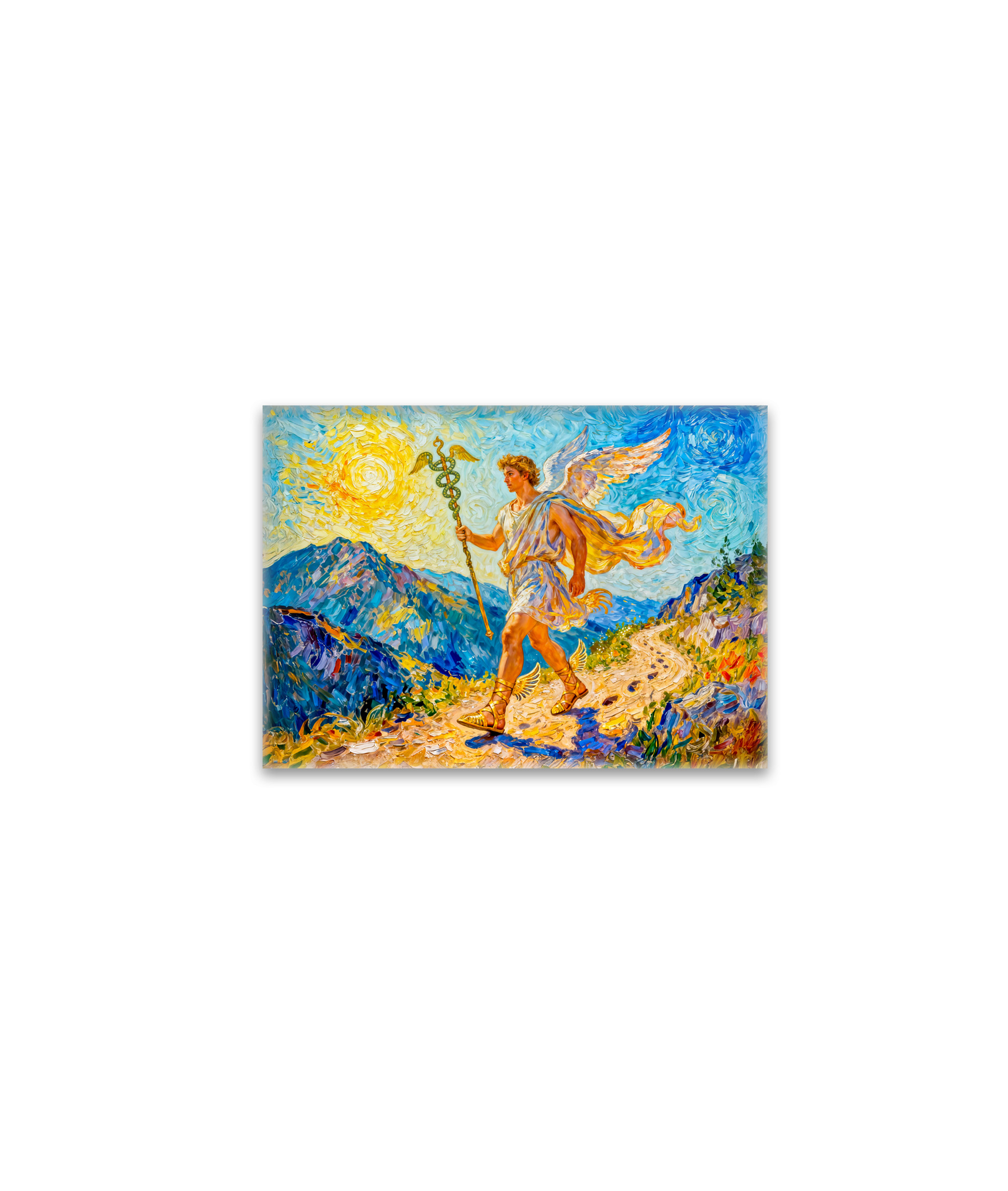 raxxa Glas-Magnet: Hermes with Winged Staff and Sandals Walking a Sacred Path