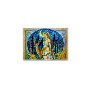 raxxa Glas-Magnet: Artemis with Deer and Bow in a Starry Forest Night