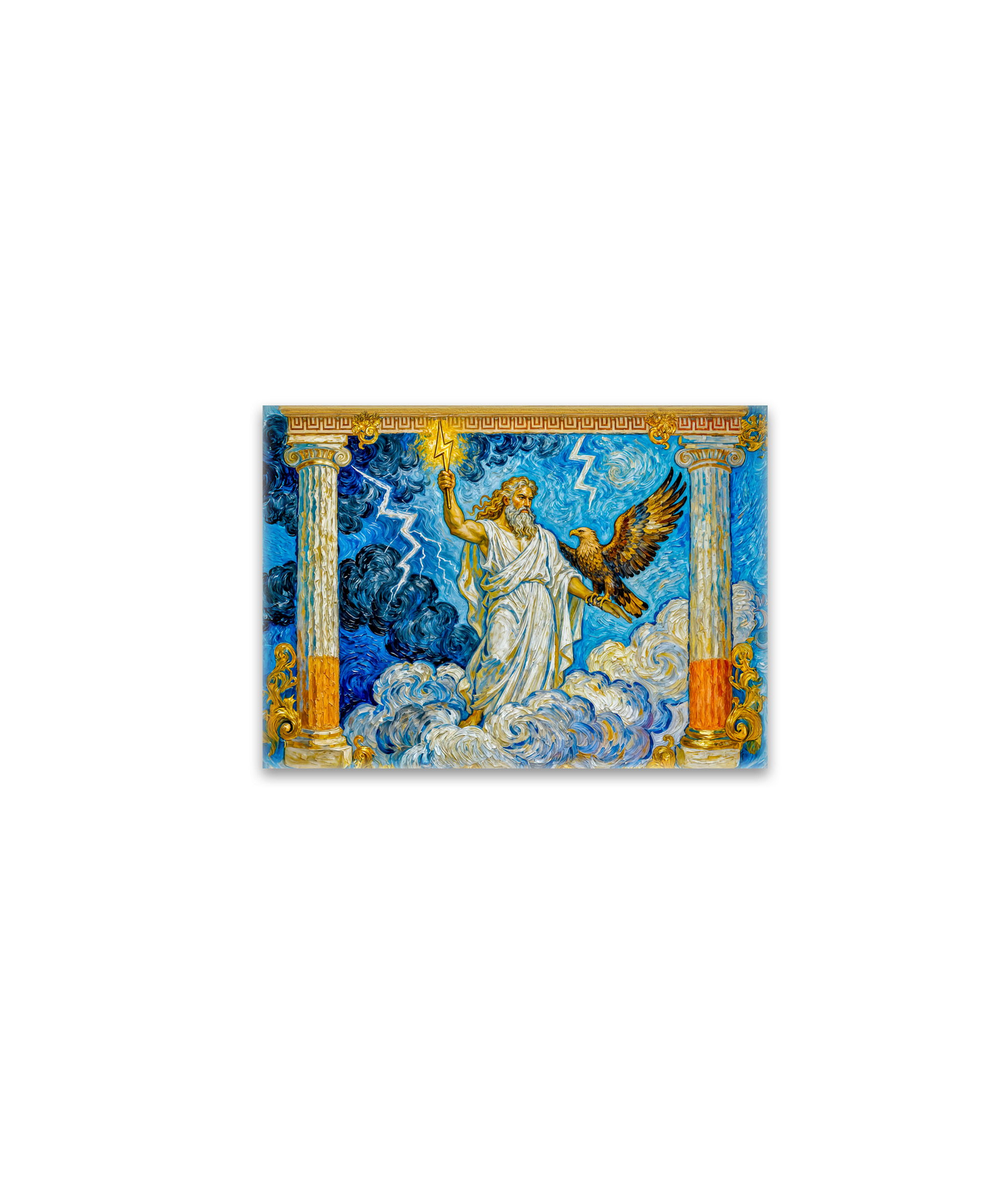 raxxa Glas-Magnet: Zeus with Eagle and Lightning in Temple Gate Among Clouds