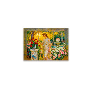 raxxa Glas-Magnet: Aphrodite in Rose Garden with Fountain, Shell and Dove on Ledge