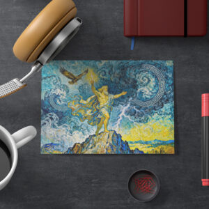 raxxa Postkarte: Zeus on Stormy Rocks with Lightning Bolt and Eagle Above