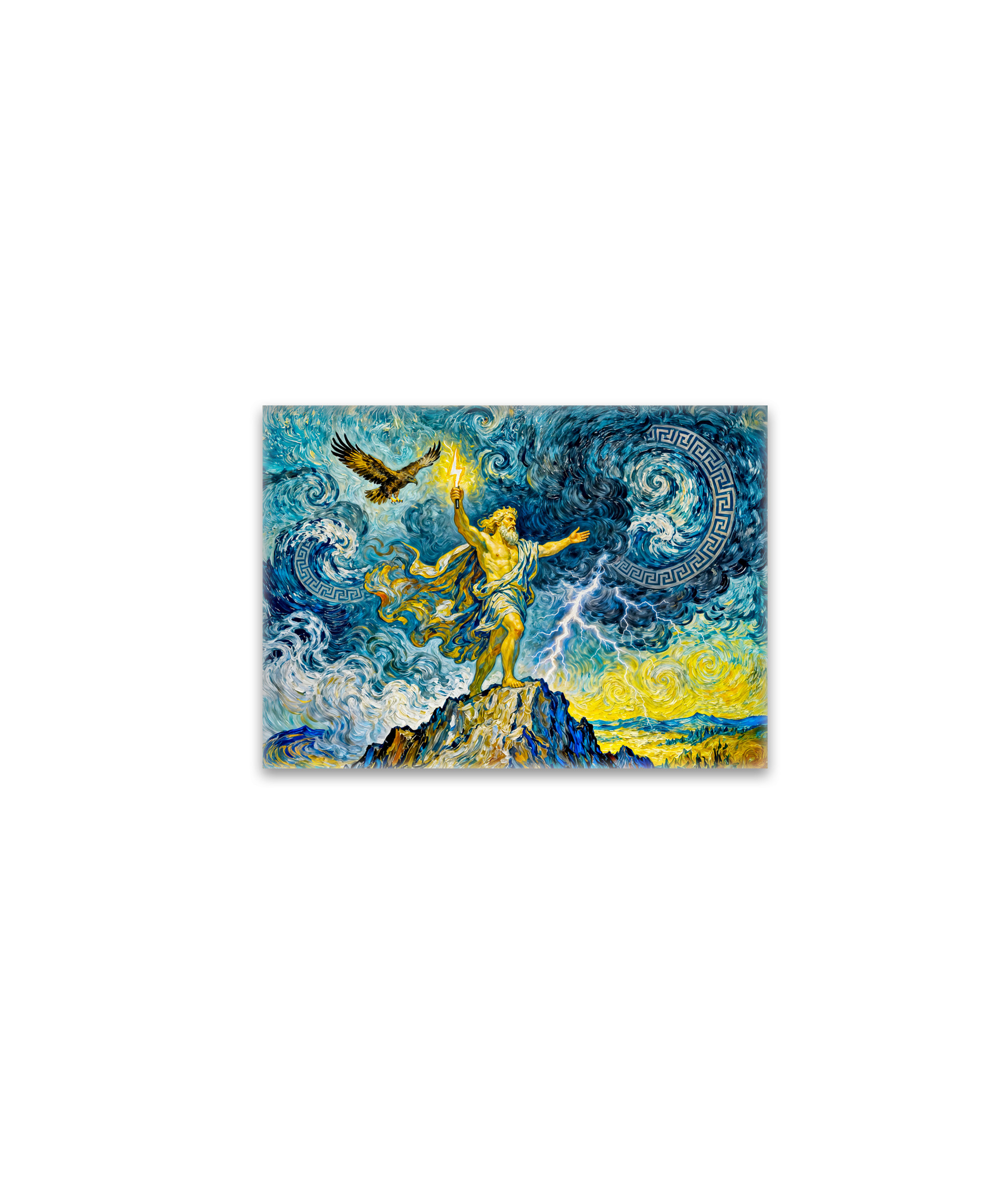 raxxa Glas-Magnet: Zeus on Stormy Rocks with Lightning Bolt and Eagle Above