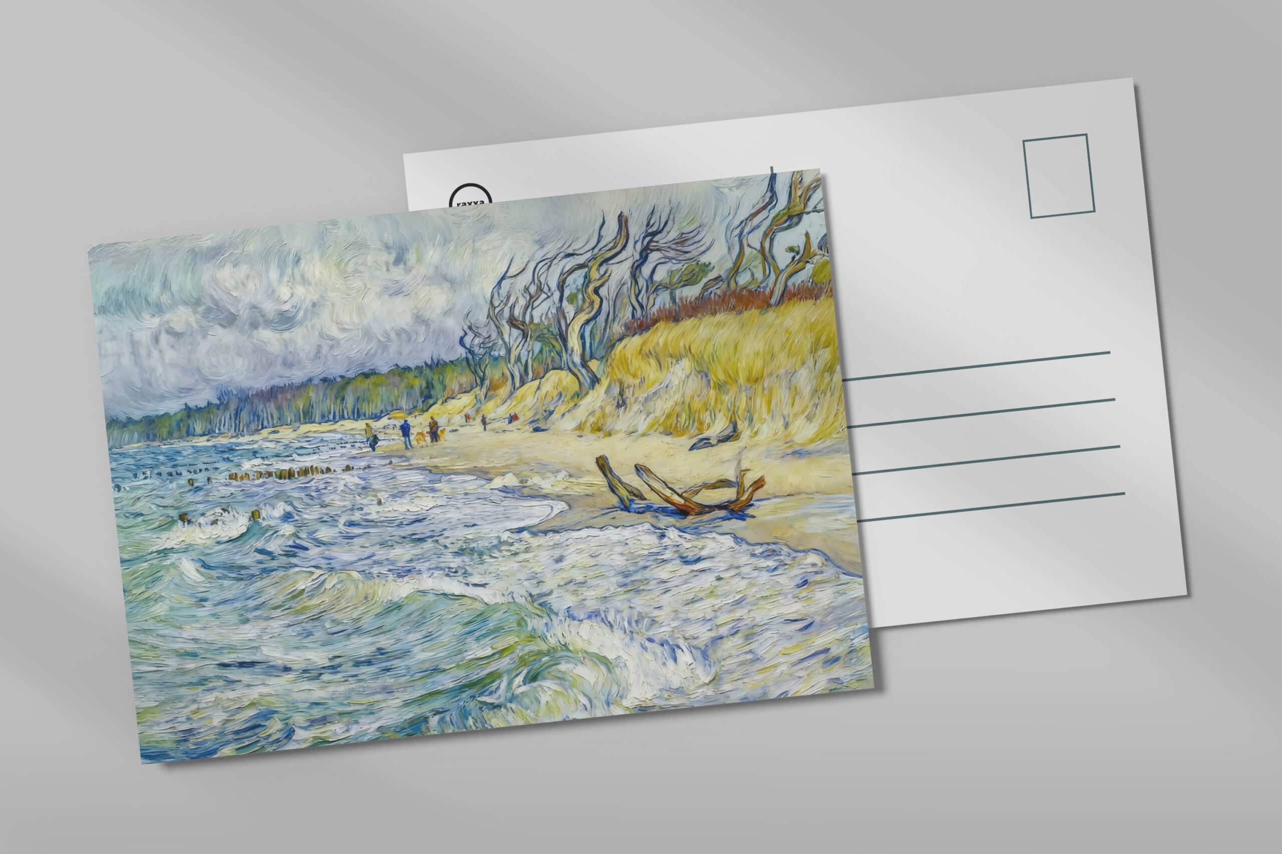 raxxa Postkarte: Impressionist Stormy Baltic Sea at the Weststrand on the Darss Coast