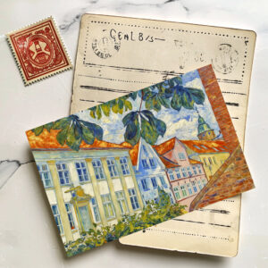 raxxa Postkarte: Impressionist Town Scene in Glueckstadt with Historic Architecture