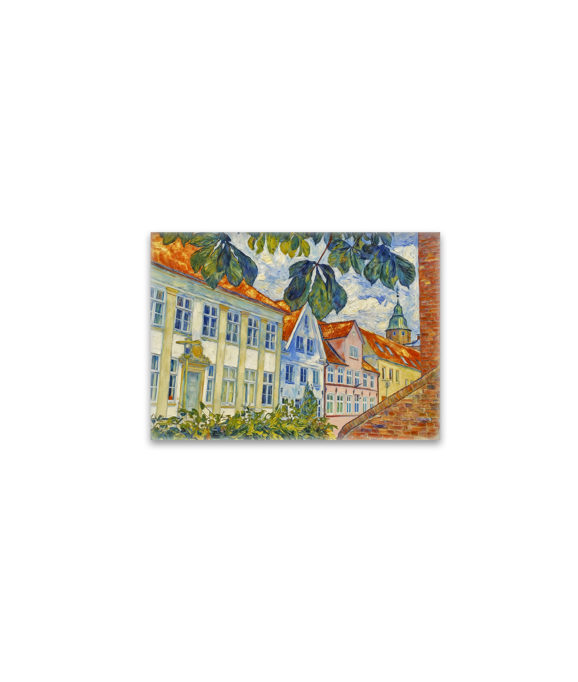 raxxa Glas-Magnet: Impressionist Town Scene in Glueckstadt with Historic Architecture