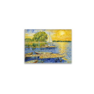 raxxa Glas-Magnet: Impressionist Lakeside Pier on the Wannsee with Boats and Reflections