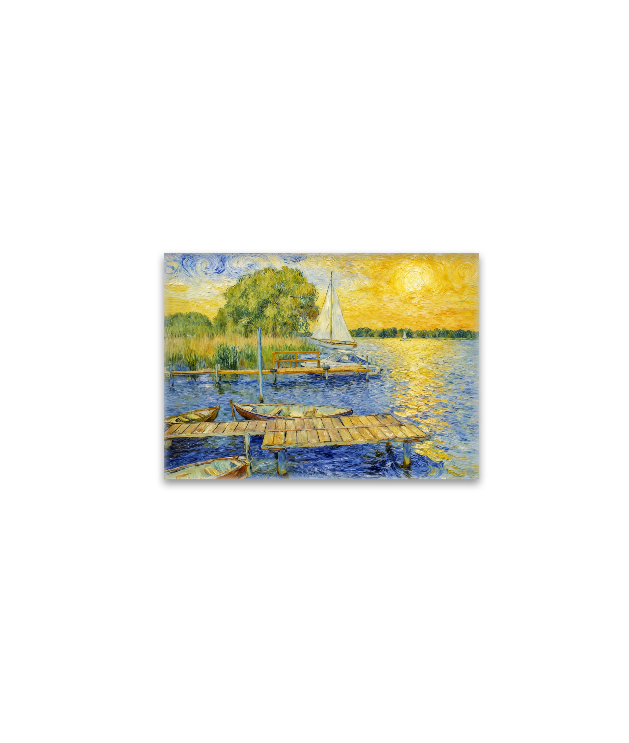 raxxa Glas-Magnet: Impressionist Lakeside Pier on the Wannsee with Boats and Reflections