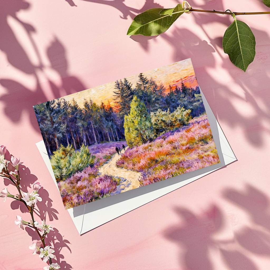 raxxa Postkarte: Impressionist Landscape of the Lueneburg Heath at Sunset
