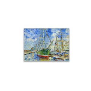 raxxa Glas-Magnet: Impressionist Tall Ship in Hamburg Harbor with Reflections
