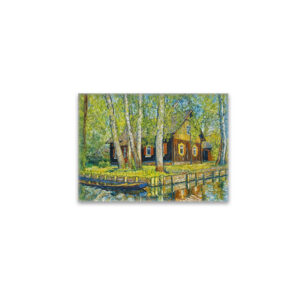 raxxa Glas-Magnet: Impressionist Spreewald House by a Quiet Canal with Wooden Boat