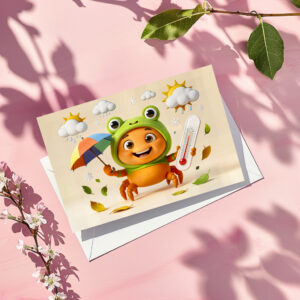 raxxa Postkarte: Weather Crab Measuring Climate With Rainbow Umbrella