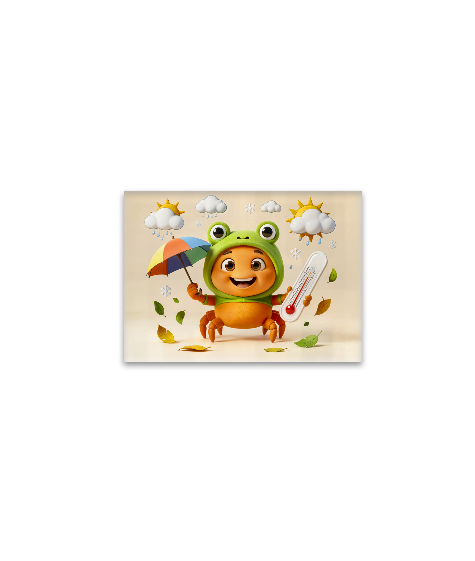 raxxa Glas-Magnet: Weather Crab Measuring Climate With Rainbow Umbrella
