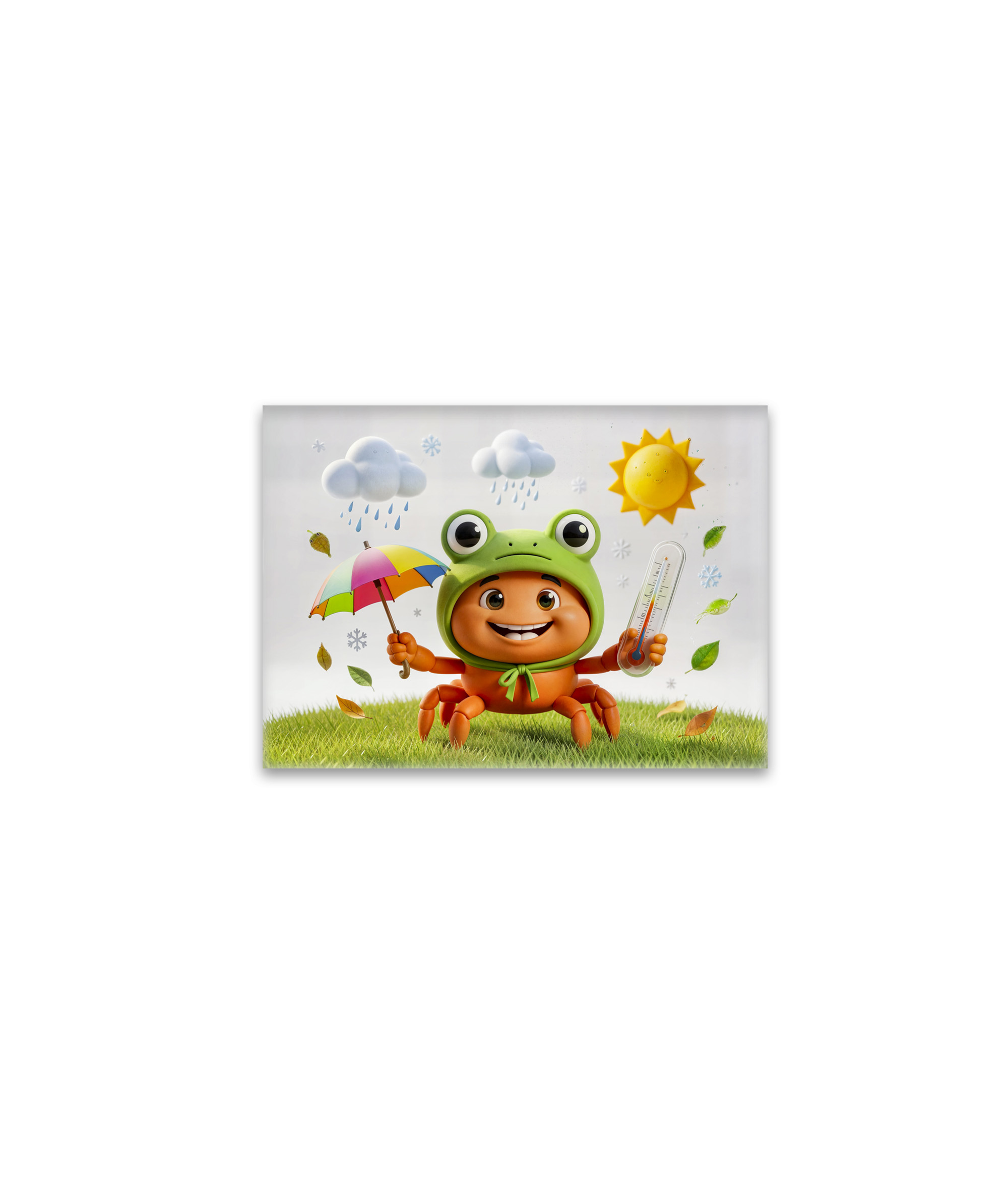 raxxa Glas-Magnet: Weather Crab Measuring Climate With Rainbow Umbrella