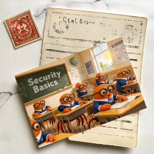 raxxa Postkarte: Spy Crab Classroom Learning Essential Security Basics
