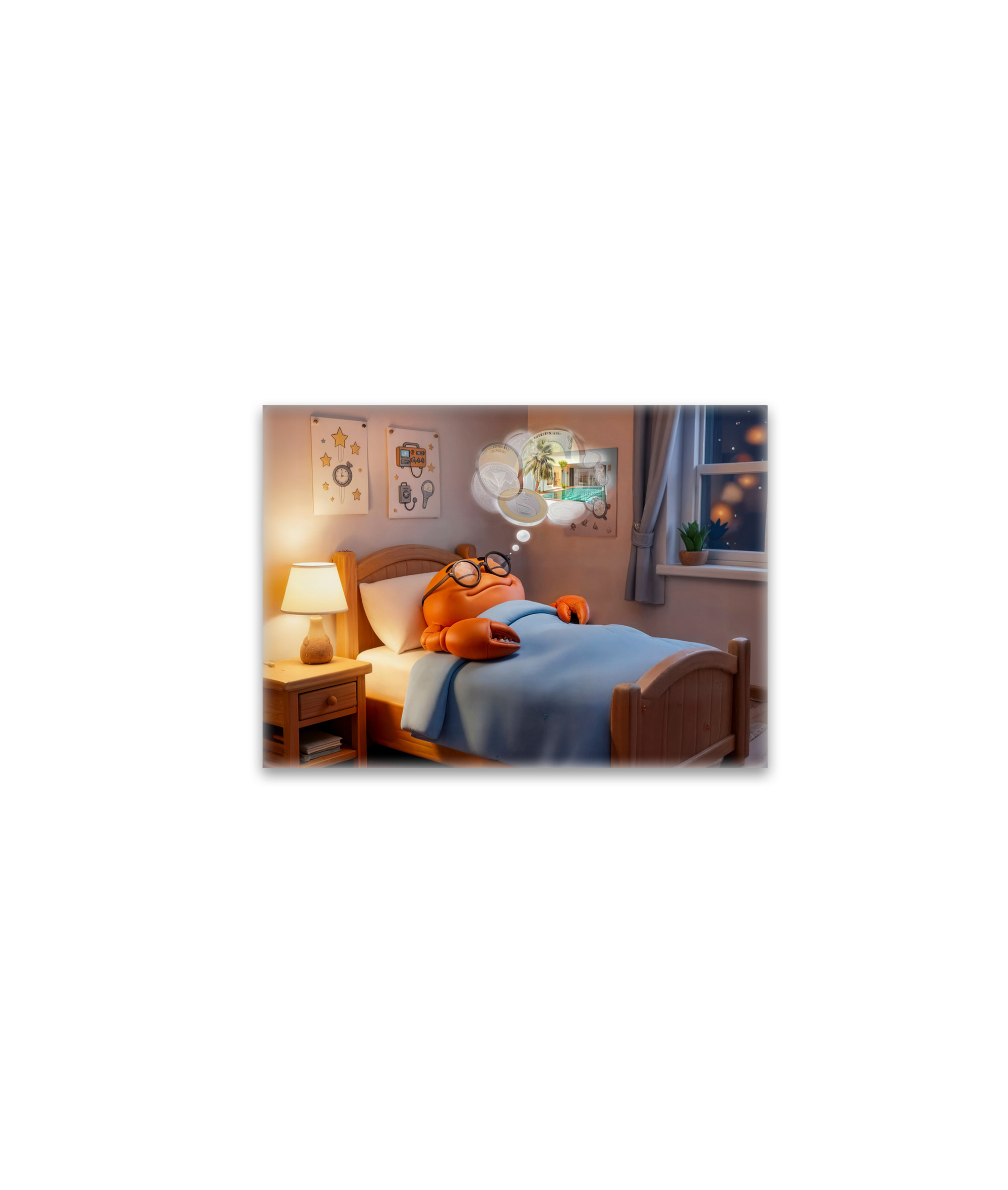 raxxa Glas-Magnet: Sleeping Crab Dreaming Of Wealth And Treasure