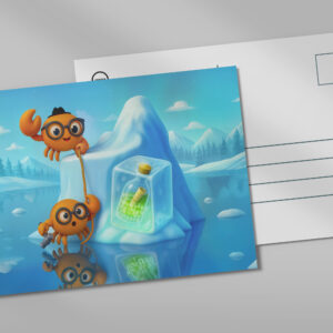 raxxa Postkarte: Spy Crabs Climbing Iceberg For Secret Message