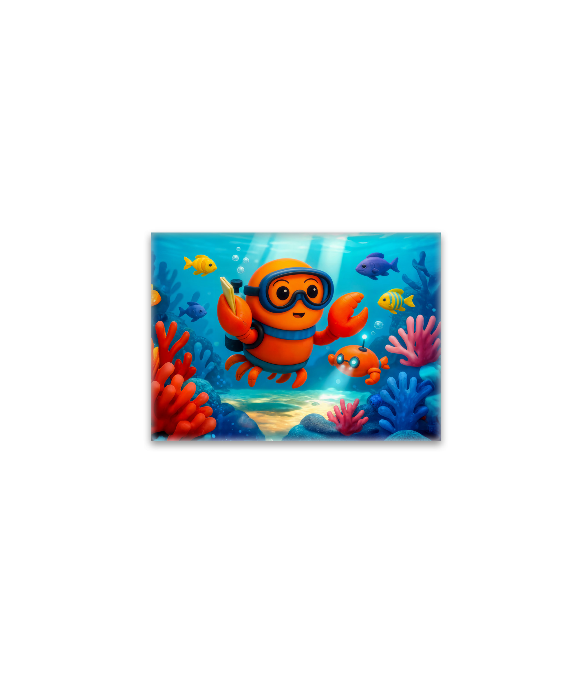 raxxa Glas-Magnet: Diving Crab Exploring Colorful Underwater Coral World