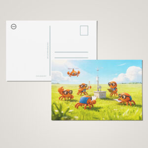 raxxa Postkarte: Spy Crabs Learning How Weather Station Works