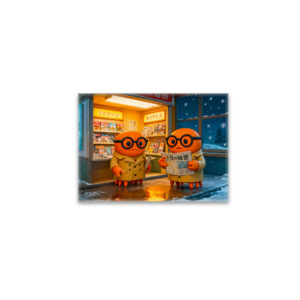 raxxa Glas-Magnet: Spy Crabs Investigating Colorful Japanese Newsstand Scene