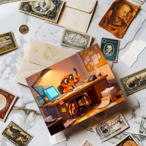 raxxa Postkarte: Spy Crab Coordinating Mission Work At Desk