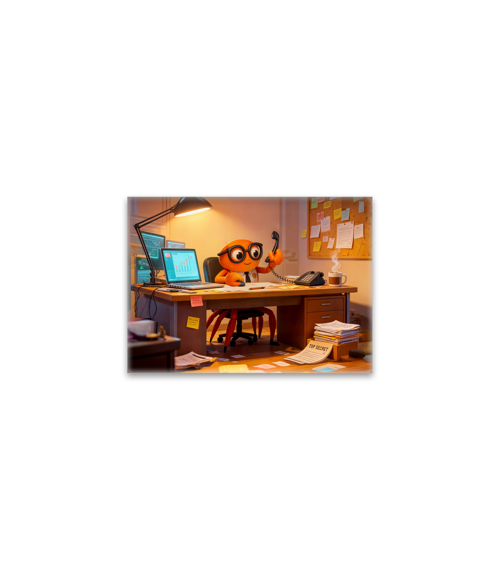 raxxa Glas-Magnet: Spy Crab Coordinating Mission Work At Desk