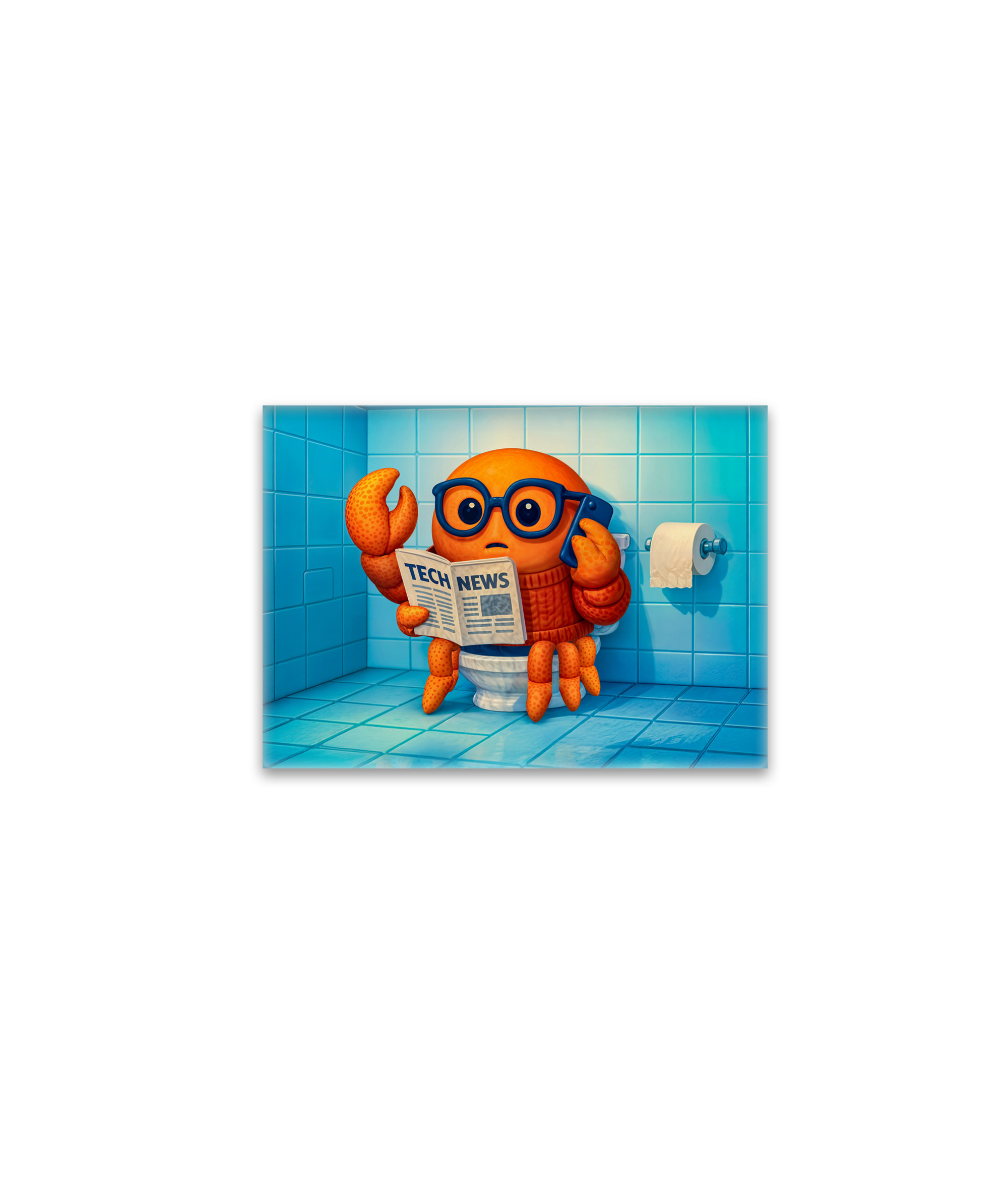 raxxa Glas-Magnet: Funny Spy Crab Reading Tech News Magazine