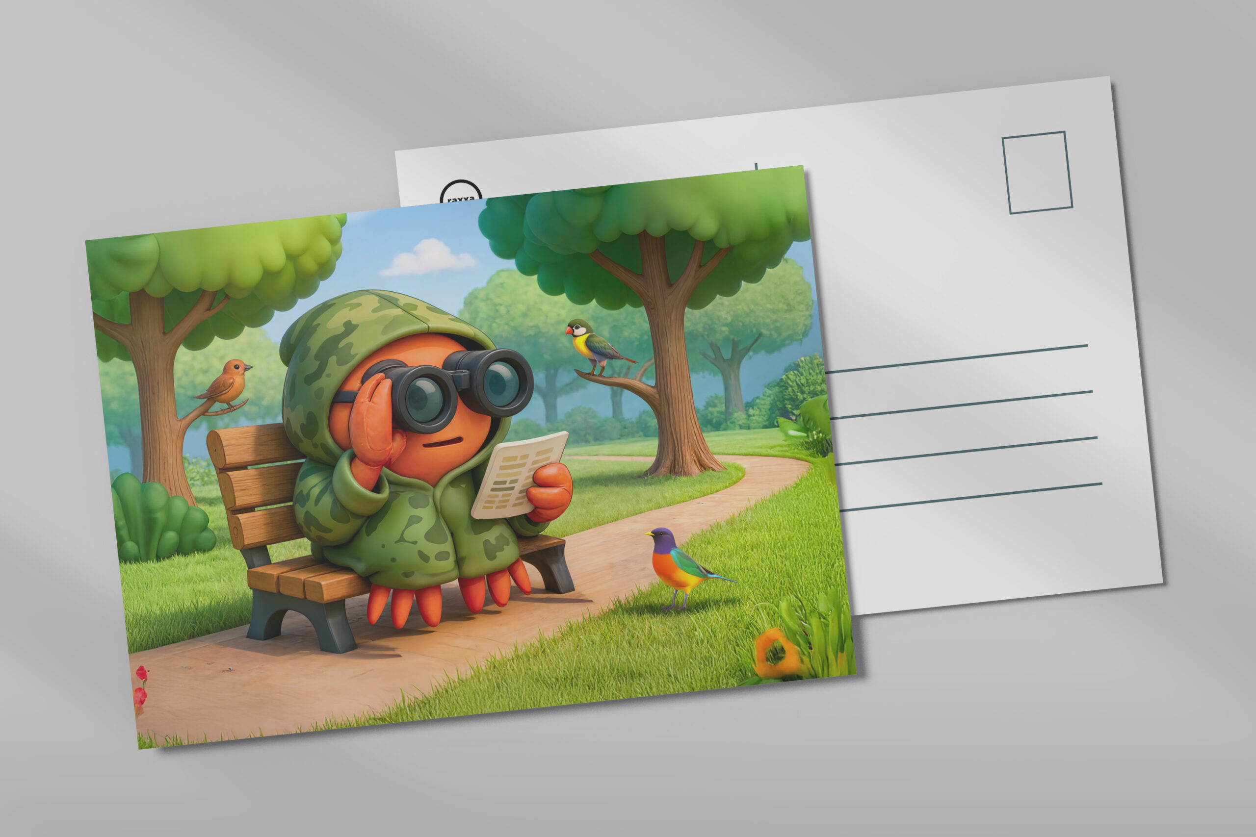raxxa Postkarte: Camouflage Spy Crab Observing Park Surroundings Quietly