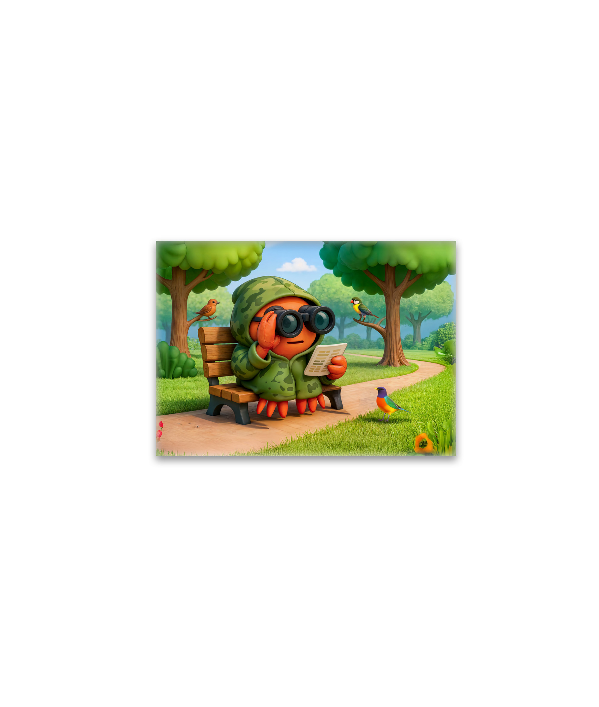 raxxa Glas-Magnet: Camouflage Spy Crab Observing Park Surroundings Quietly