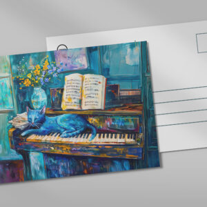 raxxa Postkarte: Cat is Sleeping on Piano