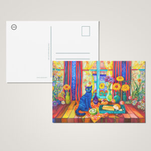 raxxa Postkarte: Cat on Kitchen Table by Window