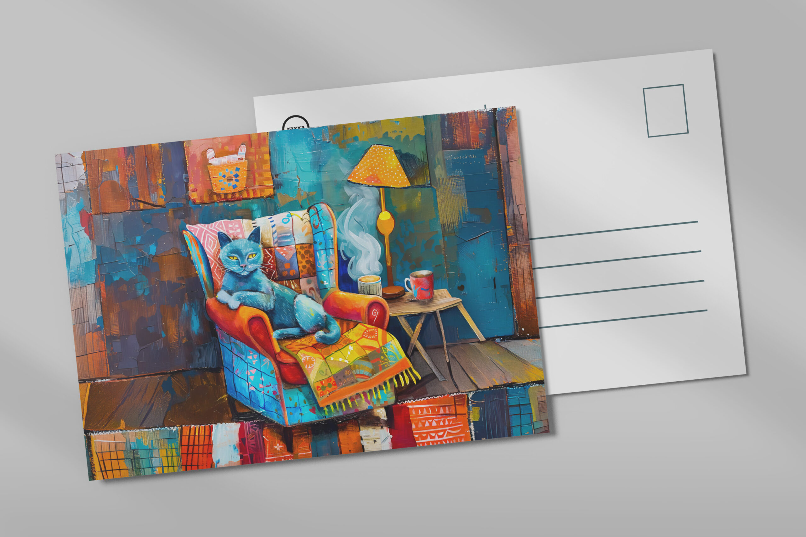 raxxa Postkarte: Cartoon Cozy Cat in Armchair