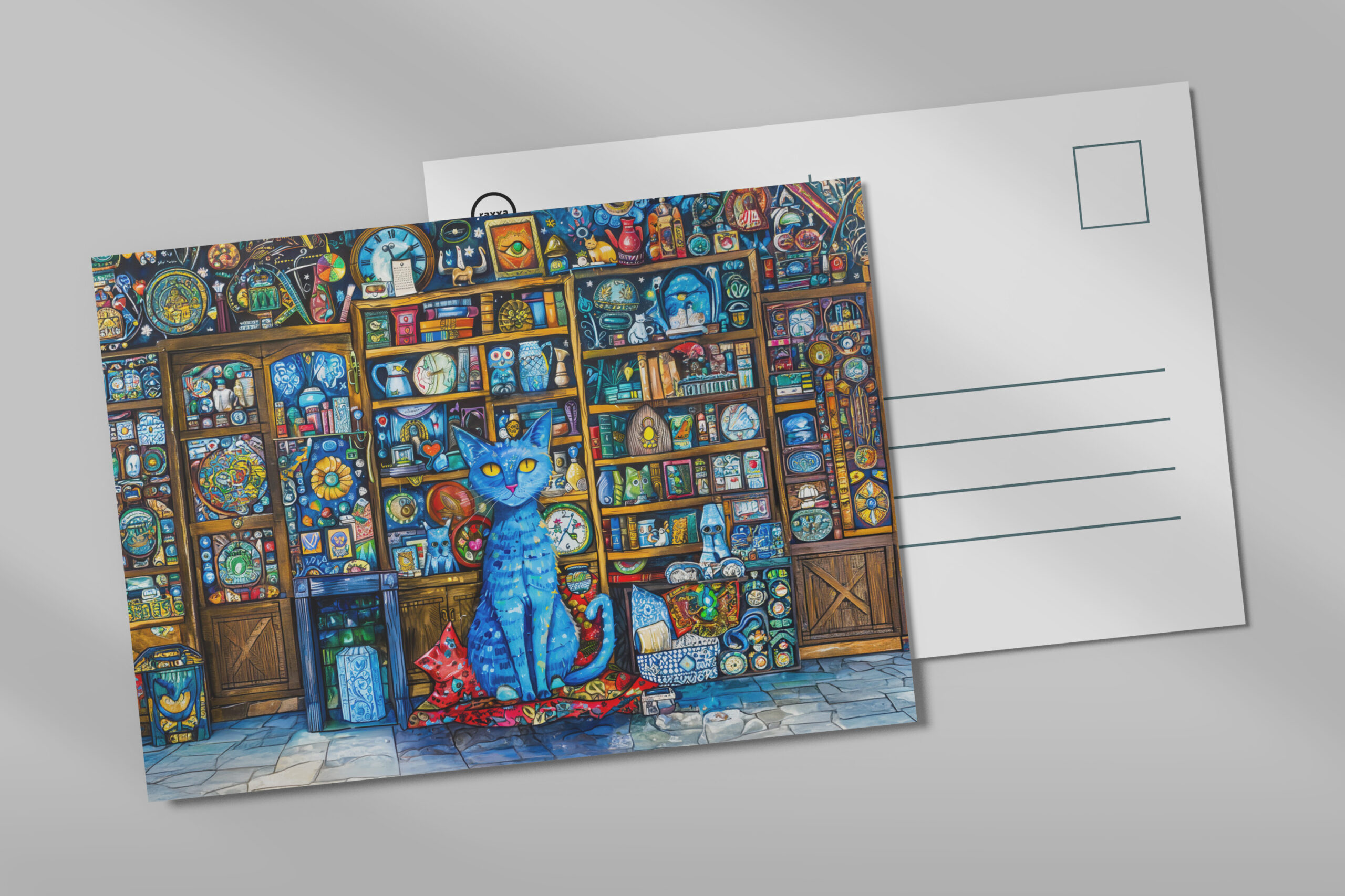 raxxa Postkarte: Blue Cat by Colorful Shelf