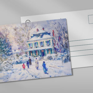 raxxa Postkarte: Impressionist Garden Art Mug Winter Garden House Scene