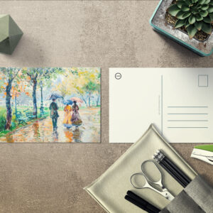 raxxa Postkarte: Impressionist Garden Art Mug Rainy Park Stroll