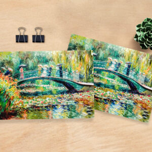 raxxa Postkarte: Impressionist Garden Art Mug Bridge Over Pond
