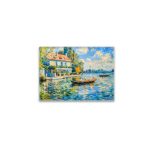 raxxa Glas-Magnet: Impressionist Garden Art Mug Lakeside House with Boats