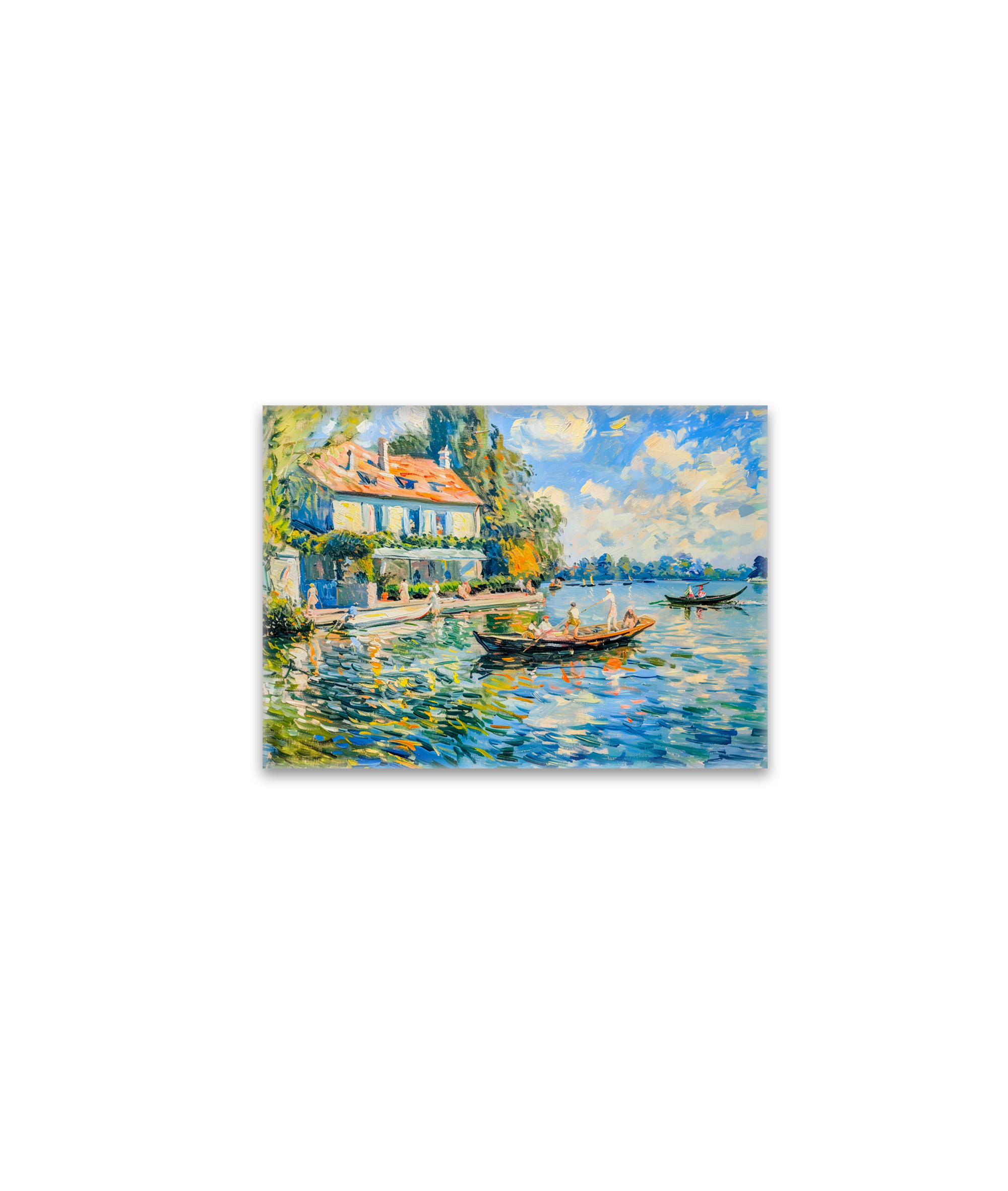 raxxa Glas-Magnet: Impressionist Garden Art Mug Lakeside House with Boats