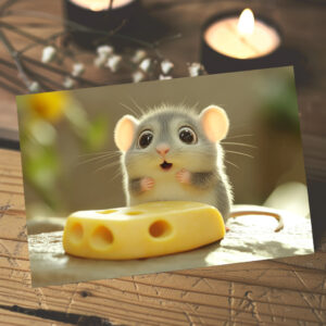 raxxa Postkarte: Oh, alles für mich - niedliche Maus und Käse