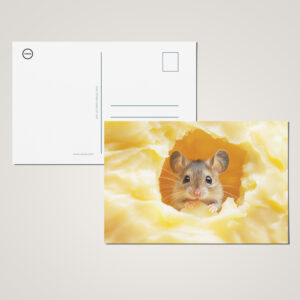 raxxa Postkarte: Traumhaus - Maus im Haus aus Käse