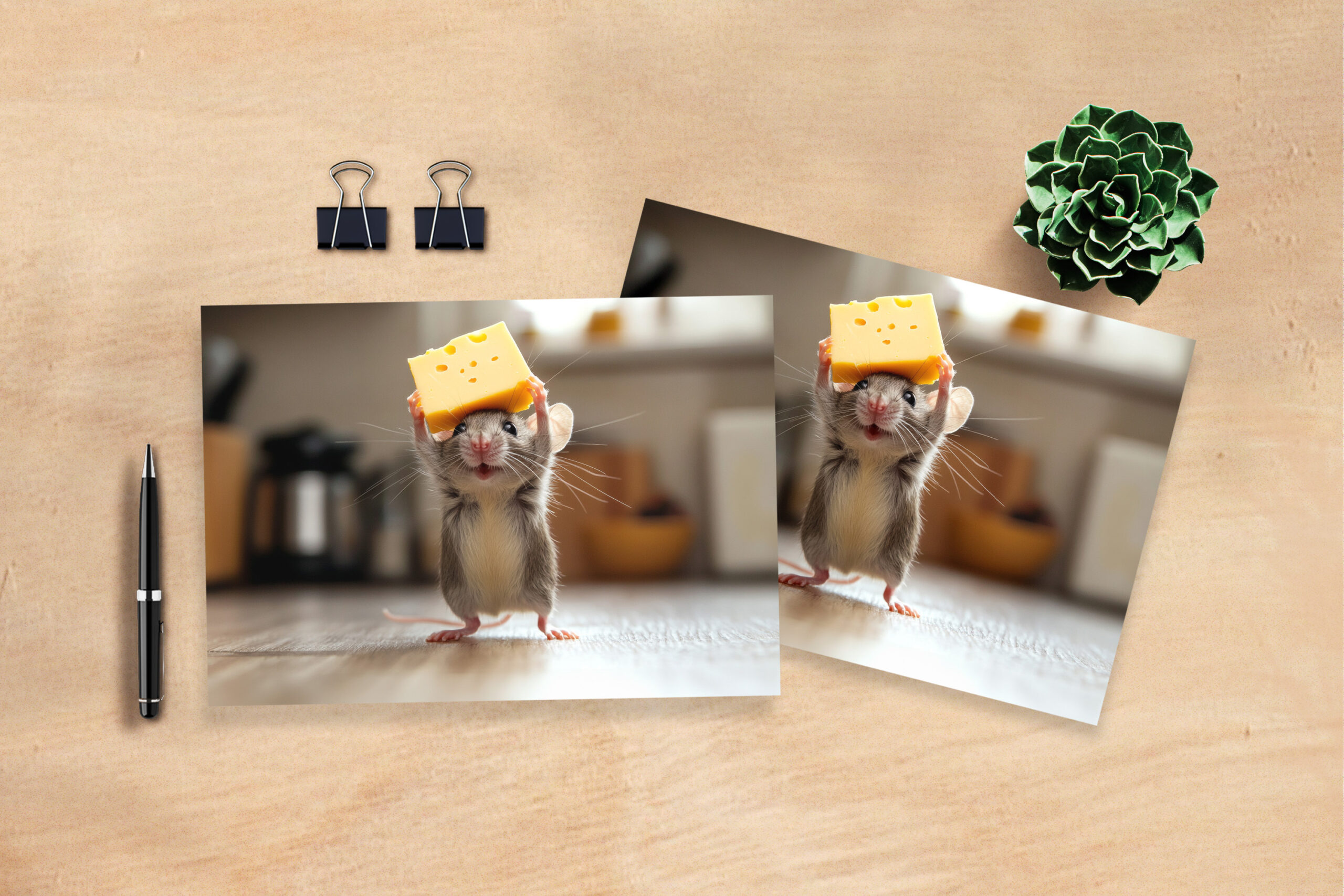 raxxa Postkarte: Mein Stück - drollige Maus und Käse