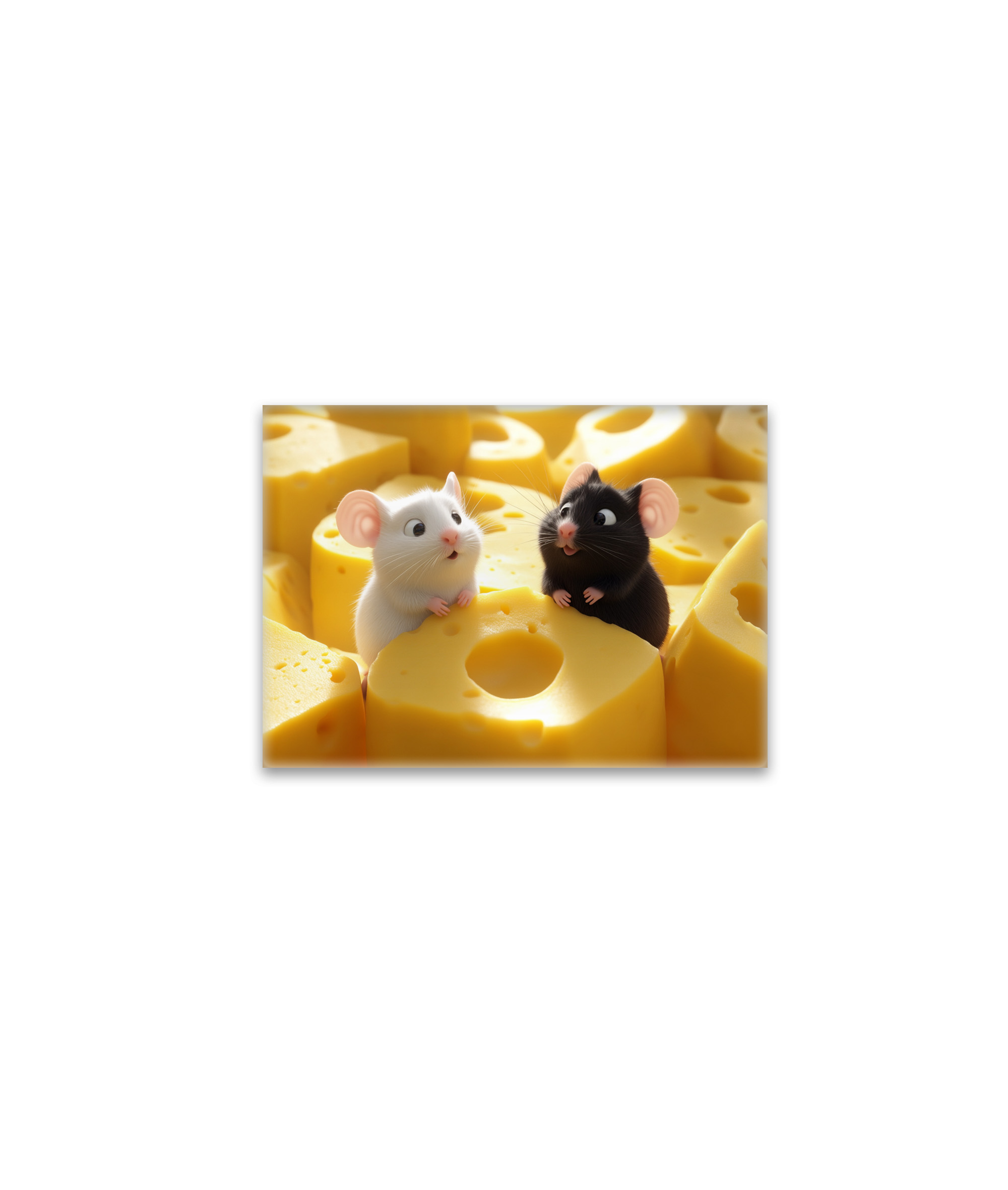raxxa Glas-Magnet: Oh, alles unser Käse - schwarze und weiße Maus im Käseland