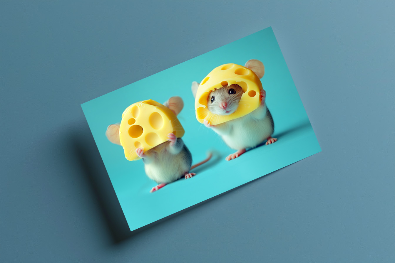 raxxa Postkarte: Mäuse und Käsespielerein