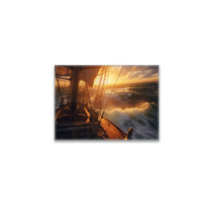 raxxa Glas-Magnet: Segelschiff im Sonnenuntergang mit hohen Wellen