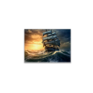 raxxa Glas-Magnet: Segelschiff in hohen Wellen am Abend