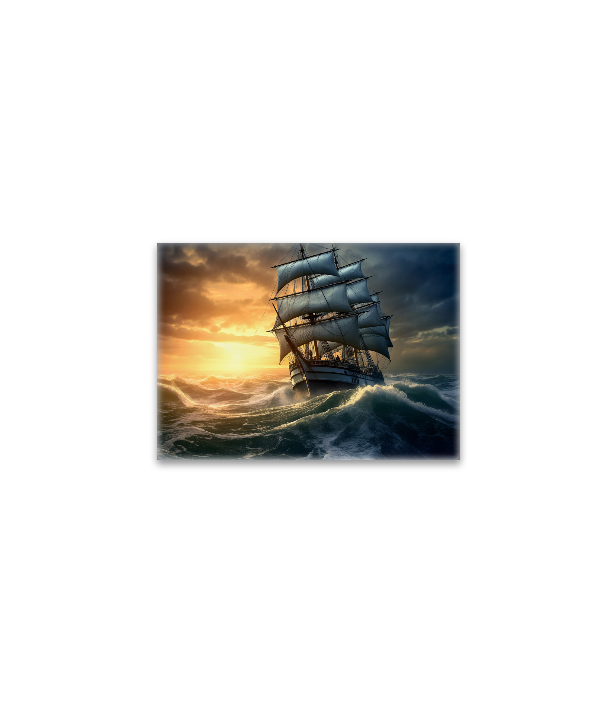 raxxa Glas-Magnet: Segelschiff in hohen Wellen am Abend