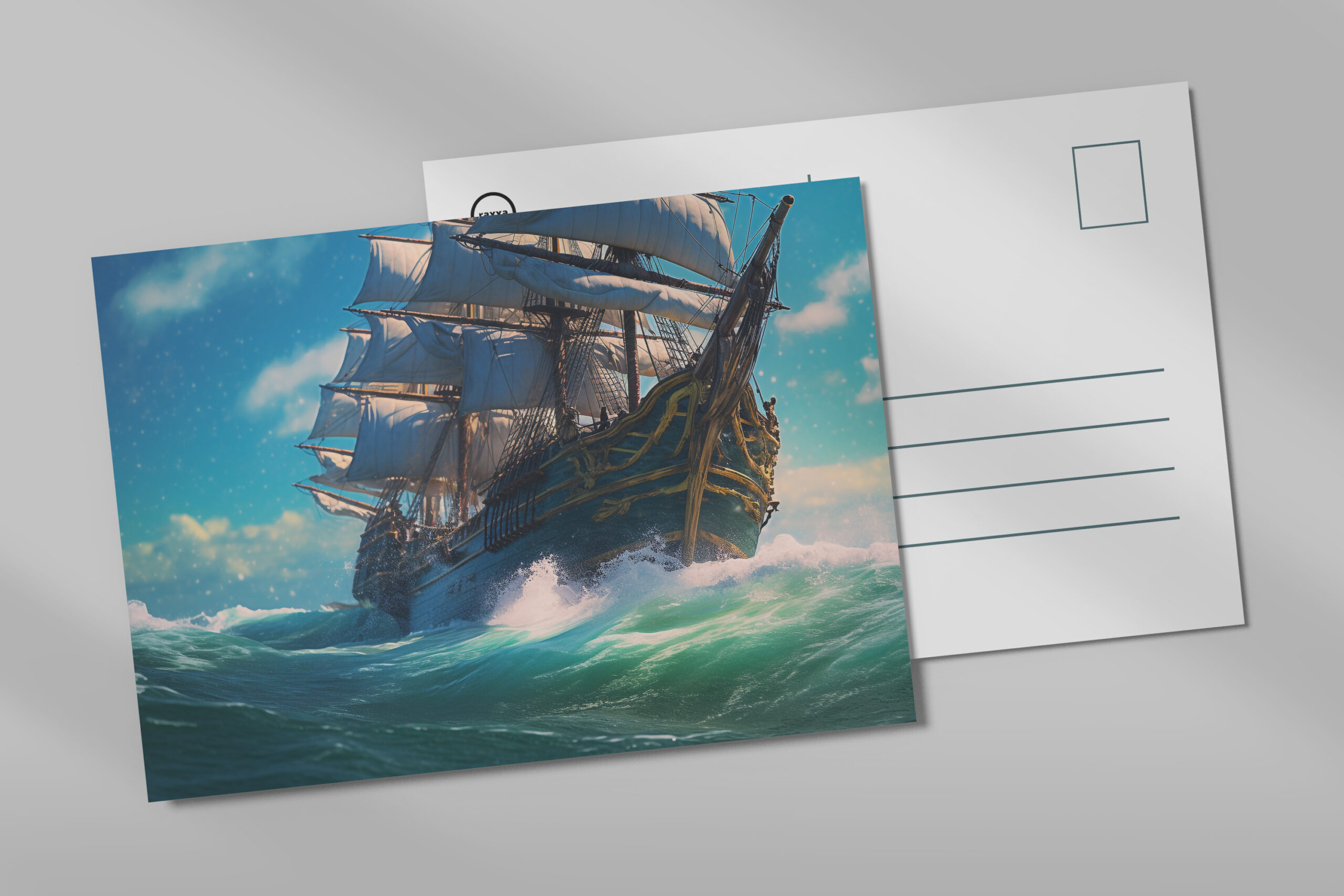 raxxa Postkarte: Historisches Segelschiff auf dem Meer