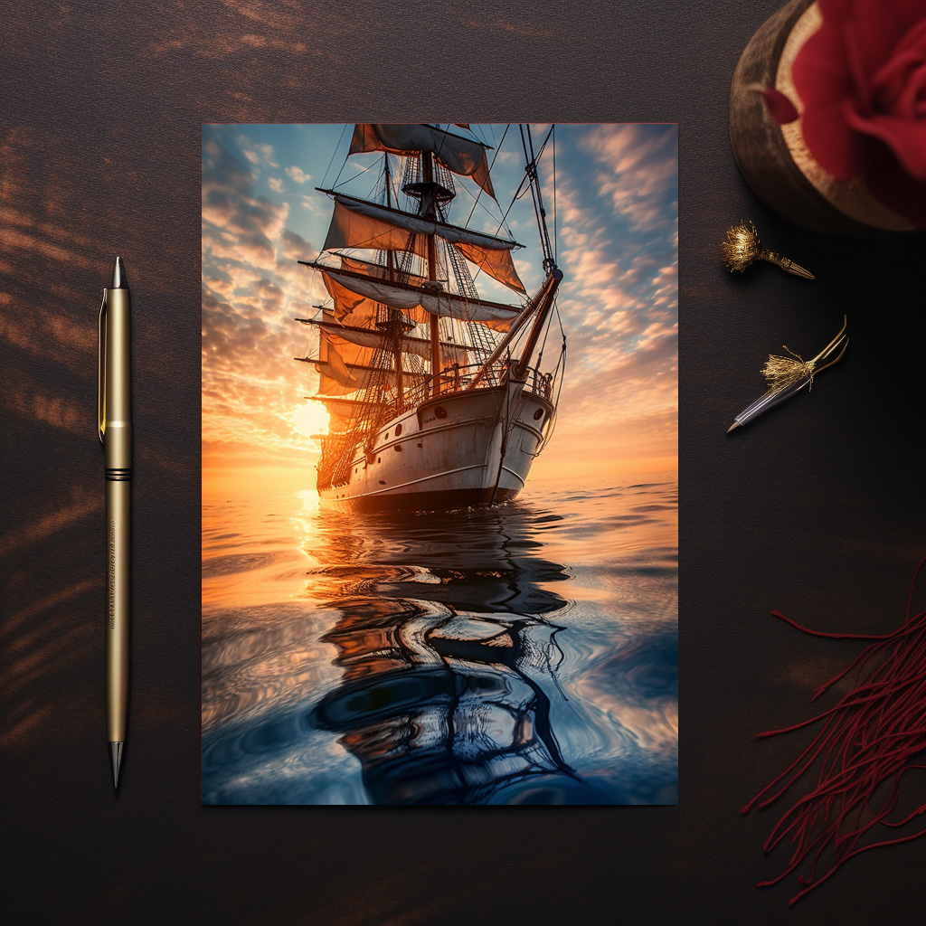 raxxa Postkarte: Historisches Segelschiff in ruhigem Wasser