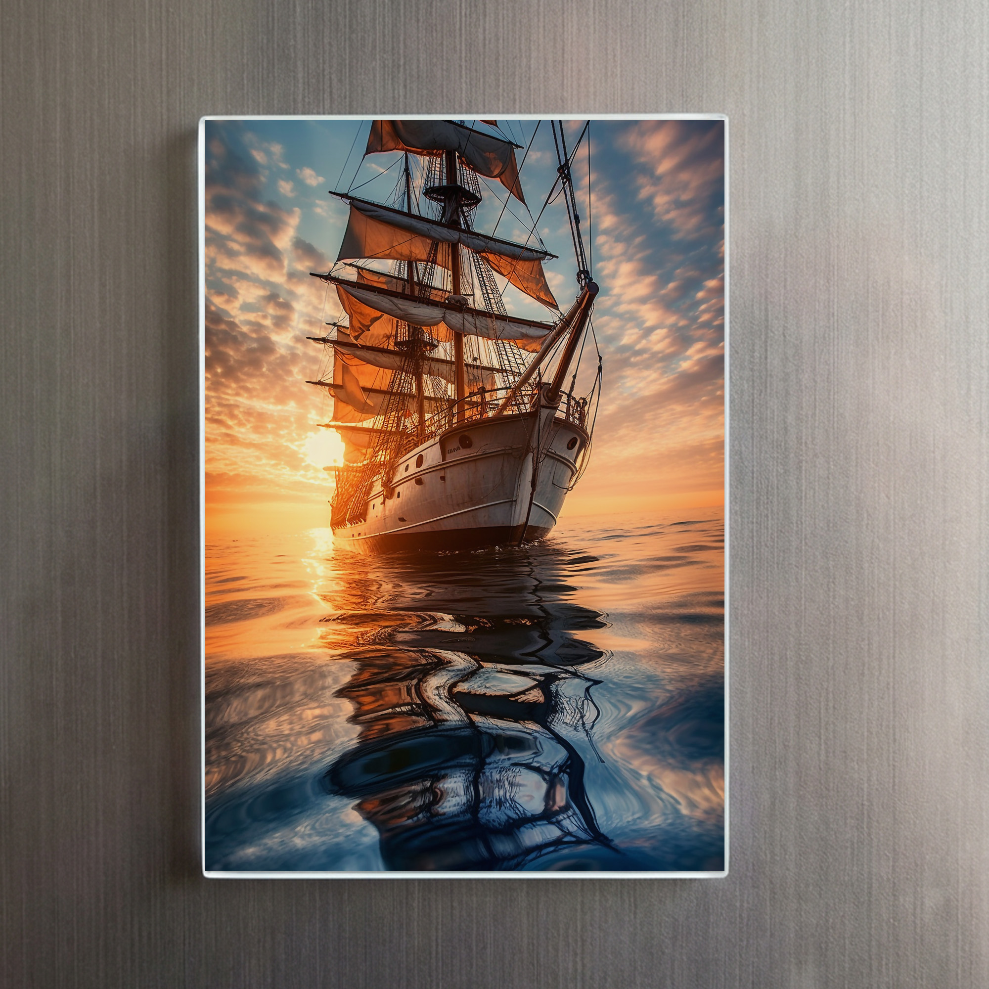raxxa Glas-Magnet: Historisches Segelschiff in ruhigem Wasser – Image 2
