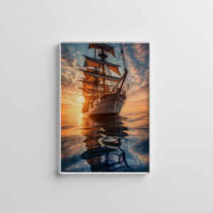 raxxa Glas-Magnet: Historisches Segelschiff in ruhigem Wasser